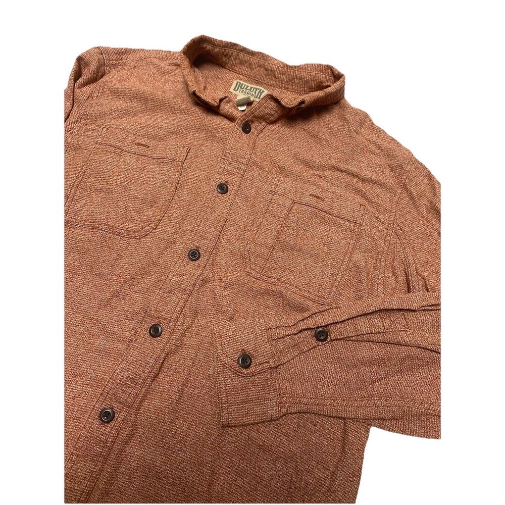 Duluth Trading Flannel Shirt Mens Large Orange Relaxed Fit Adult